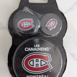 2/$35 Montreal Canadiens NHL Fan Set Puck Keychain Pin Inglasco New